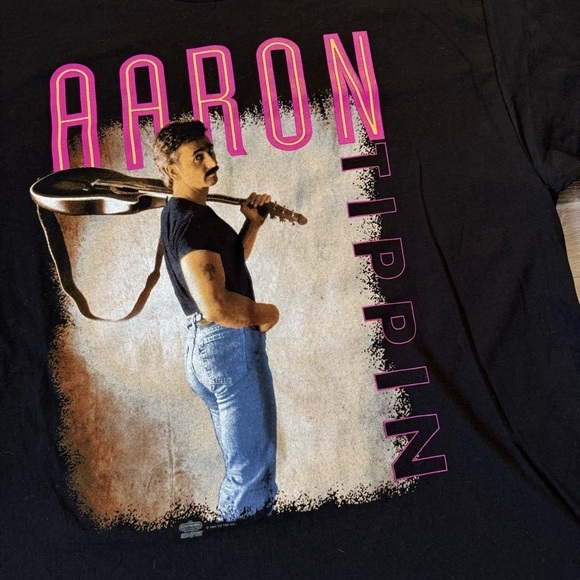 1990s Aaron Tippin black and pink t-shirt #streetwear country western fits L - Picture 3 of 6